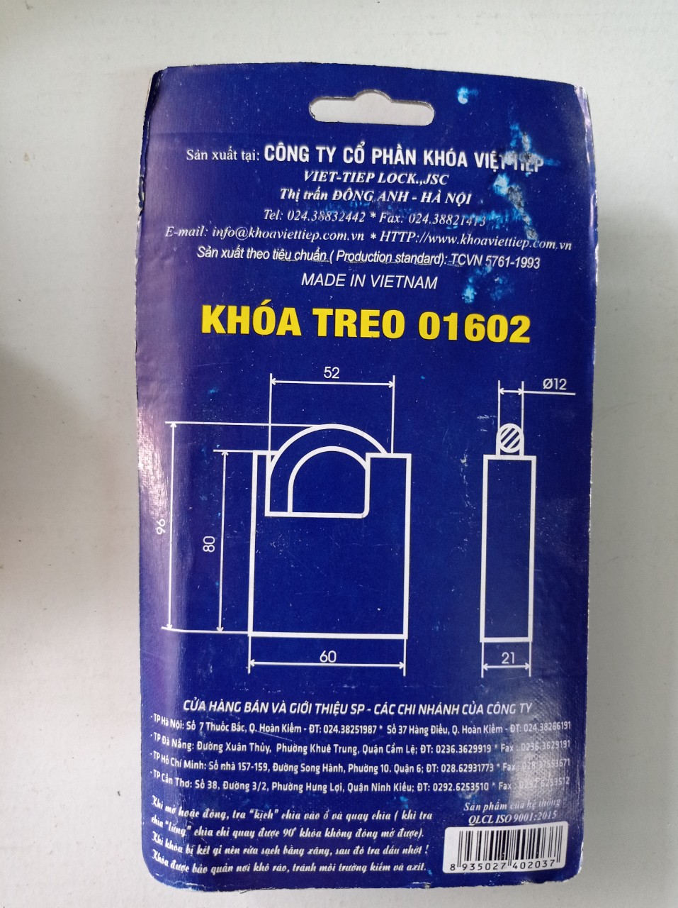 KHOÁ CHỐNG CẮT INOX VIỆT TIỆP