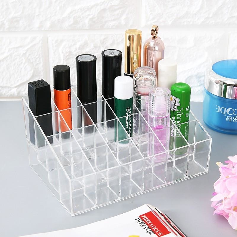 Khay đựng son mica 24 ô trong suốt - khay son . hộp đựng son 24 ô trong suốt cao cấp