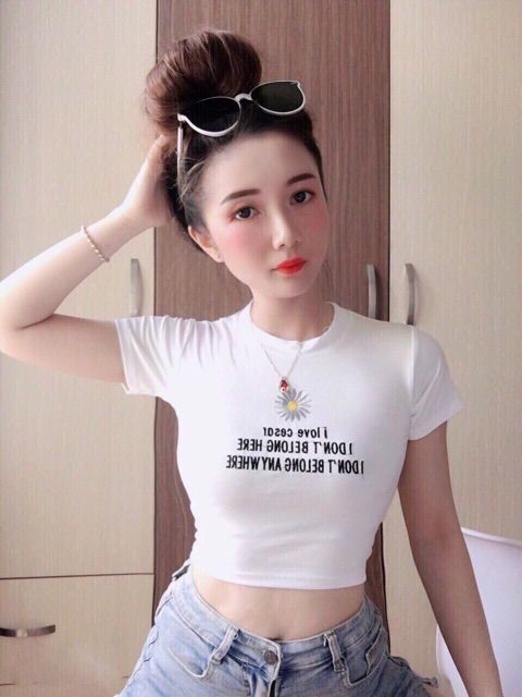 Áo Croptop Thêu Hoa Cúc Cute ANLY42