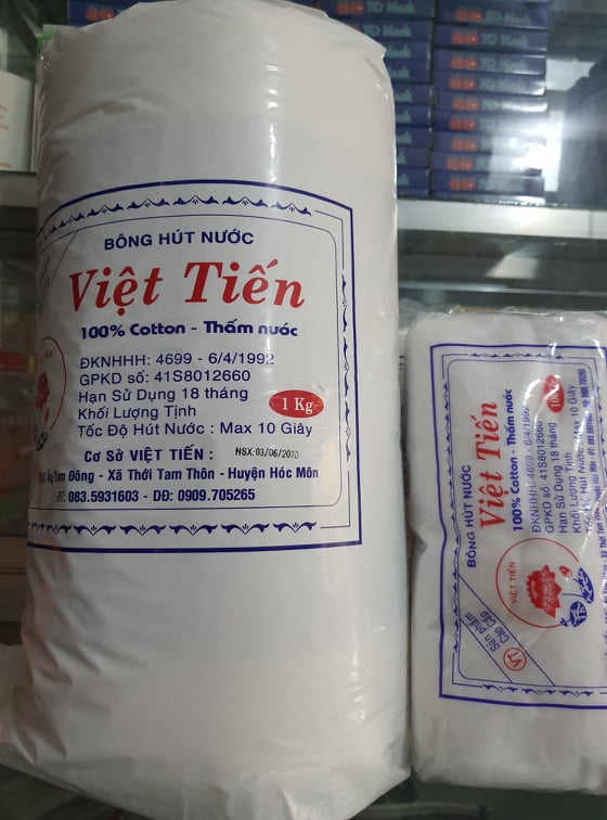 Bông gòn cuộn y tế Việt Tiến 1000g (1kg) (bông hút nước) - 1000gr, mềm mịn, dai, không bị tơi, dùng trong y tế, nha khoa, thẩm mỹ, vệ sinh cho em