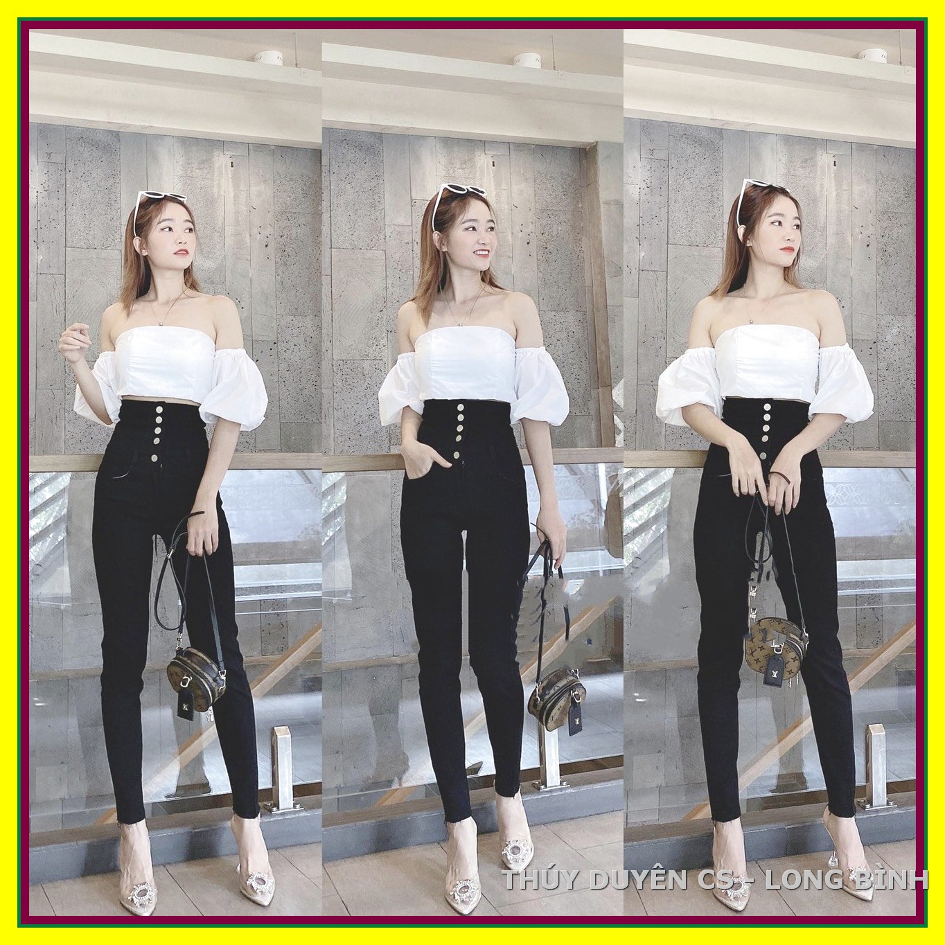 Quần Jean Nữ Lưng SIÊU Cao PHỐI 5 CÚC + THẮT DÂY SAU EO (ĐEN) siêu xịn là quần bò nữ siêu đẹp 2022 -6