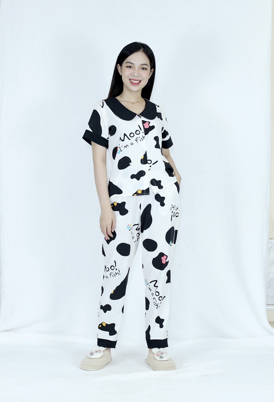 Bộ đồ bộ pijama quần dài pha cổ sen vải siêu lụa - thoải mái nhẹ nhàng co giãn nhẹ