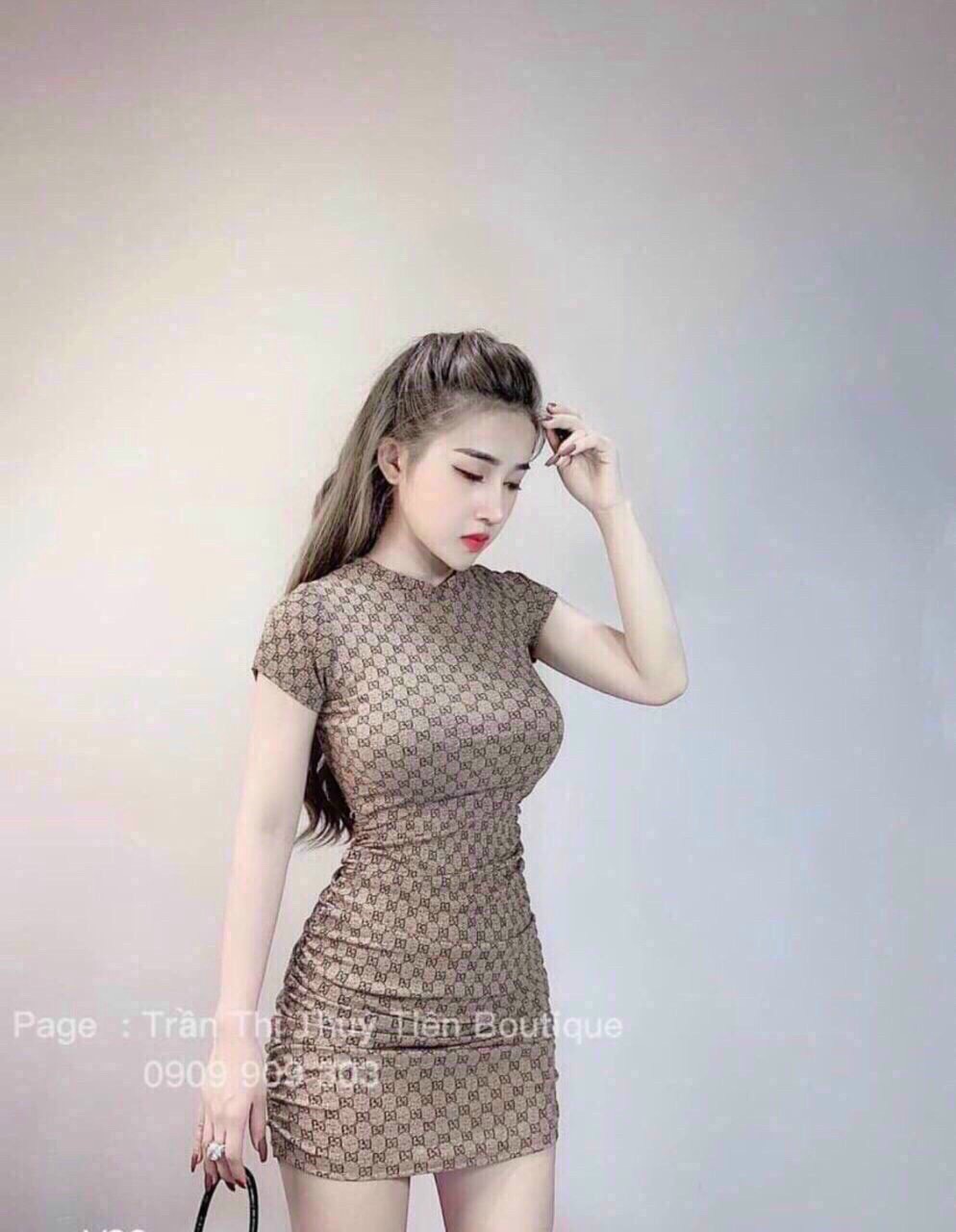 Đầm họa tiết ôm body siêu xinh cho các nàng qc