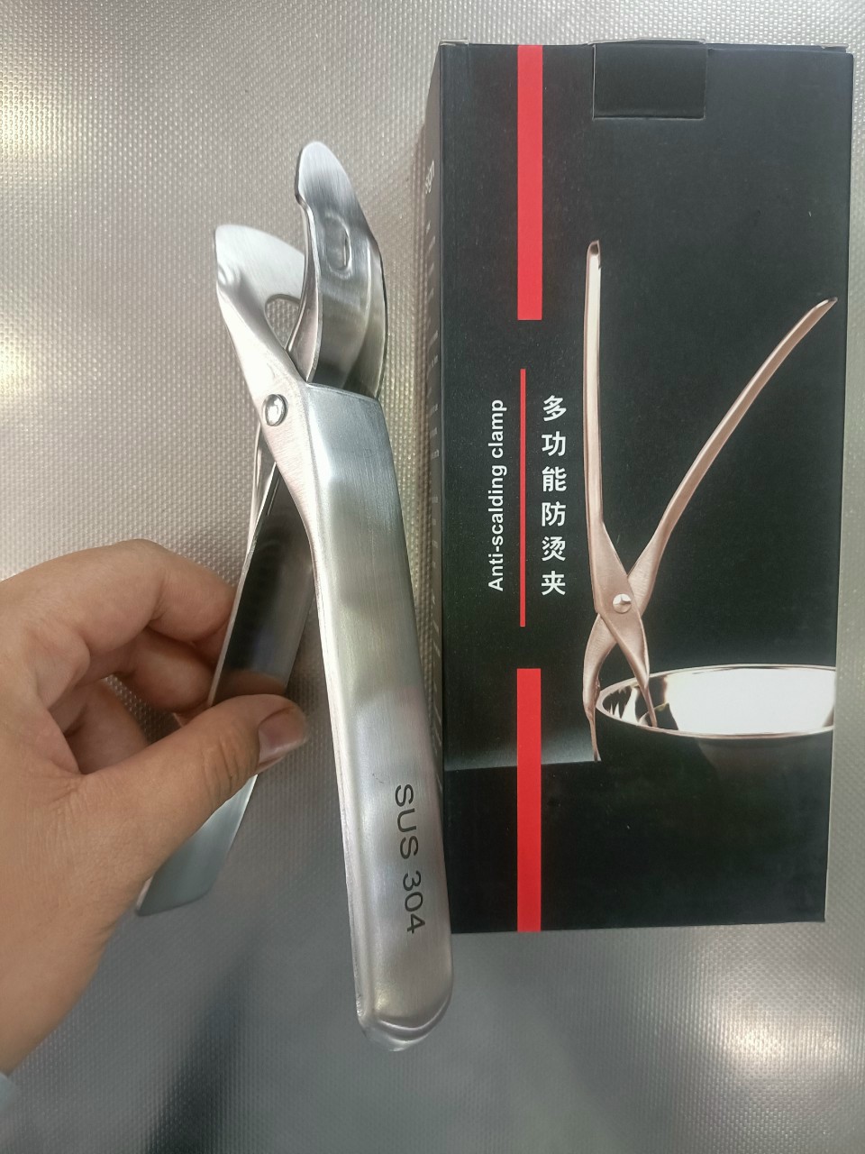 Kẹp gắp đồ nóng inox 304 , kẹp gắp chống trượt gắp chén dĩa nóng tiện lợi