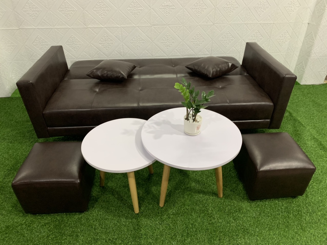 Ghế sofa giường - sofa bed phòng khách kèm 2 đôn (được kiểm hàng)