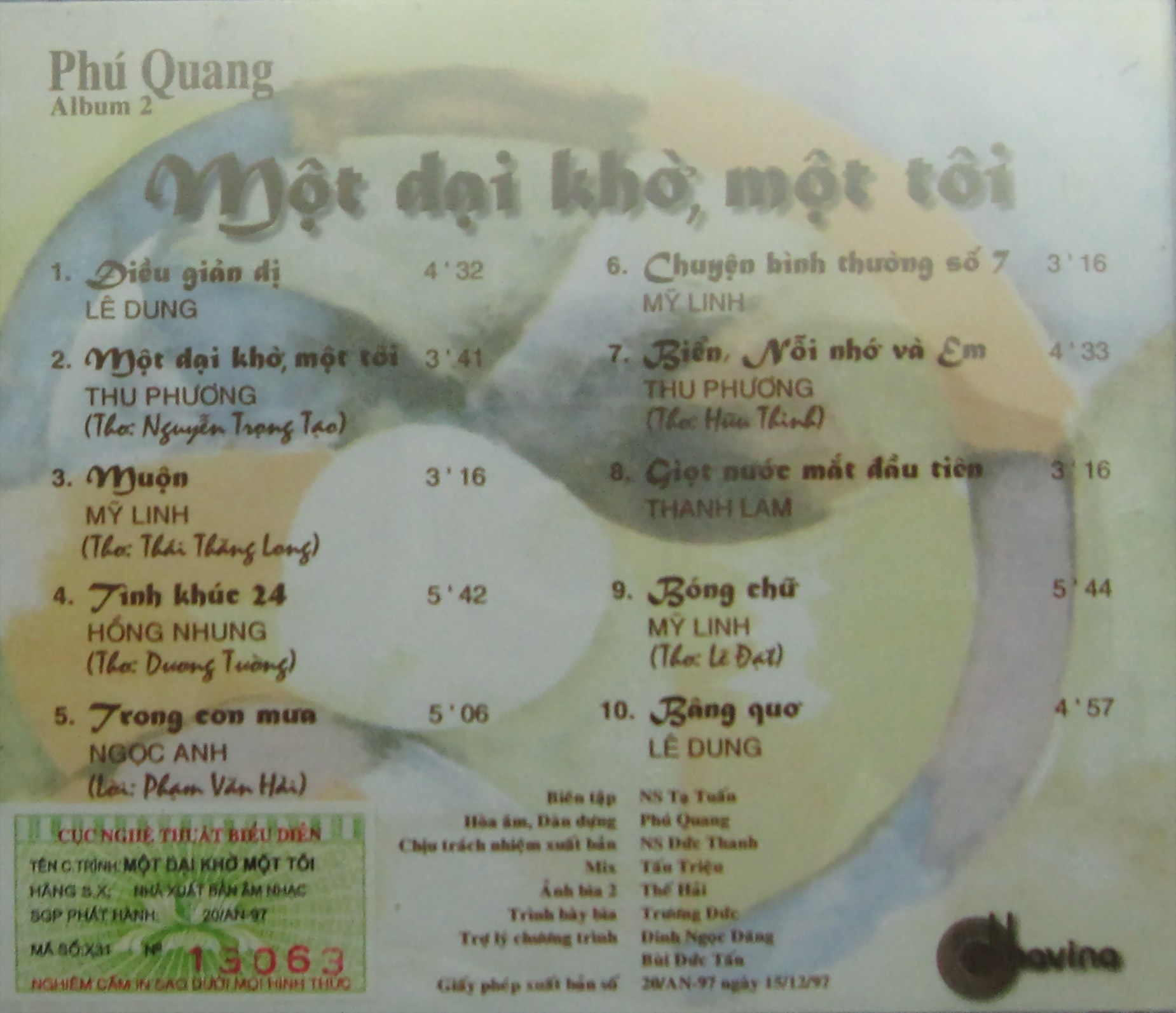 Bộ 6 đĩa CD nhạc tình khúc Phú Quang 1