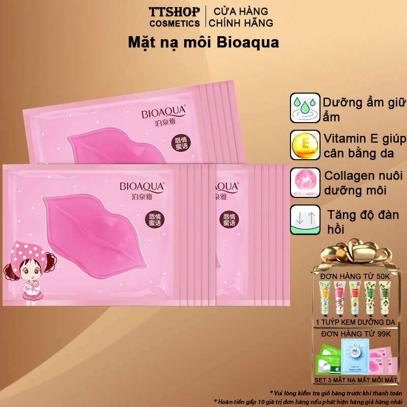Mặt nạ môi Bioaqua dưỡng môi tự nhiên, dưỡng ẩm tốt giúp môi căng bóng, mềm mại, hồng hào TT19