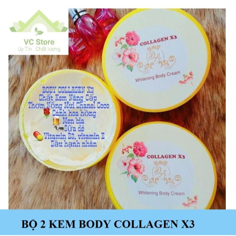 Bộ 2 Kem Body Dưỡng Trắng Da Collagen X3 - Mẫu mới