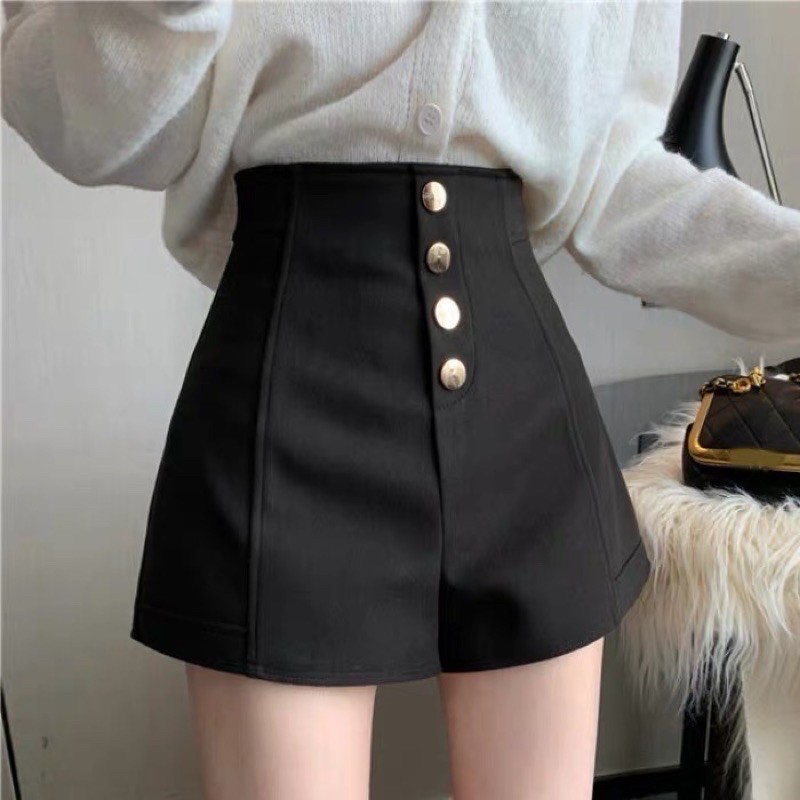 Quần short nữ cạp cao 4 khuy giữa, quần sóc đùi tuyết mưa mã sn044