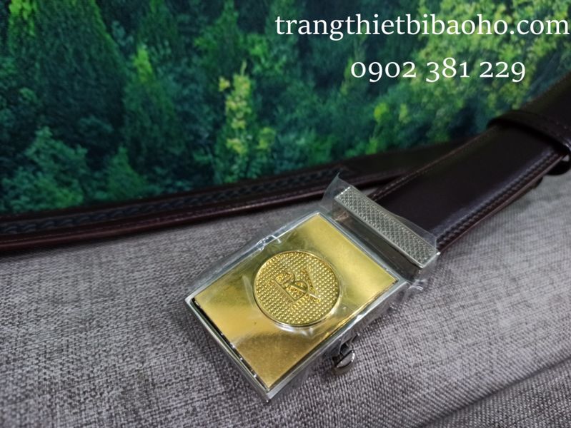 Dây thắt lưng bảo vệ da màu nâu mặt vàng
