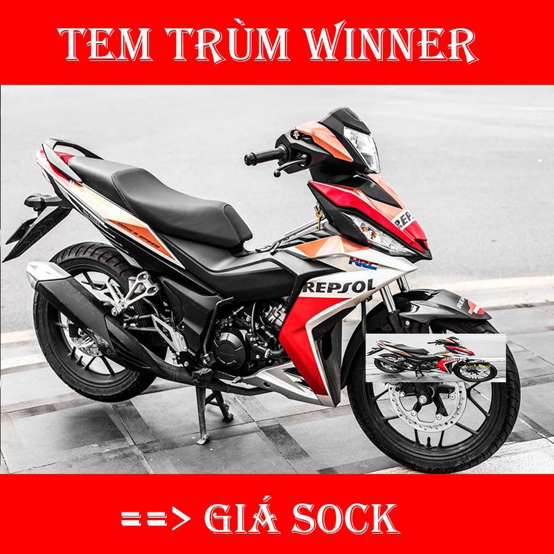 Tem trùm Winner đỏ cam trắng repsol - Độ dán team trùm decal xe máy Winner đỏ cam trắng repsol - Team trùm decal xe máy Winner rẻ đẹp và chất
