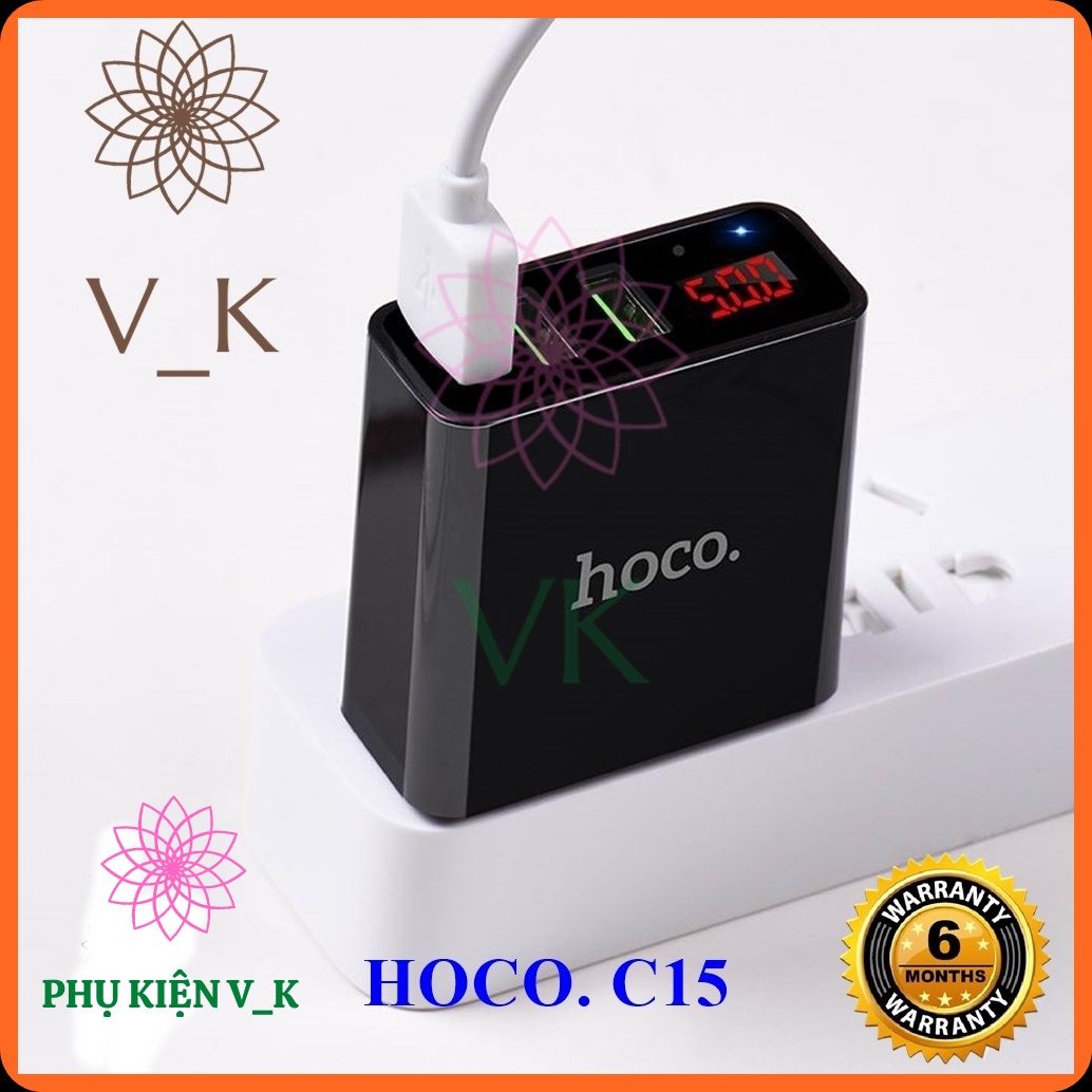 Củ sạc Hoco 3 cổng C15 sạc nhanh 3.0A có đèn Led báo sạc