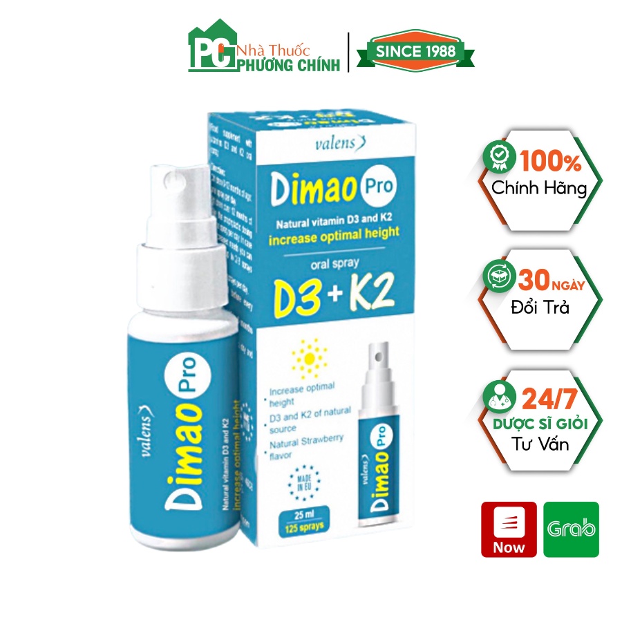 Dimao pro oral spray d3 k2 - bổ sung vitamin d3 & k2 cho bé giúp tăng cường hấp thu canxi