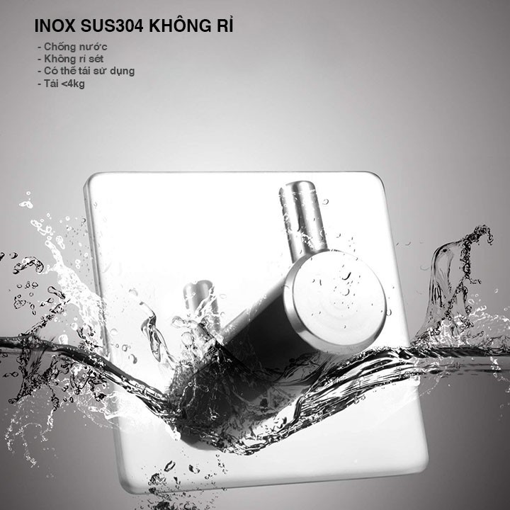 Móc treo đồ dán tường inox 304 siêu dính