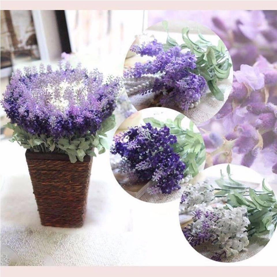 Hoa giả - Cành hoa lavender  độc đáo - Hoa lụa trang trí phòng khách - hoa oải hương làm đạo cụ chụp ảnh