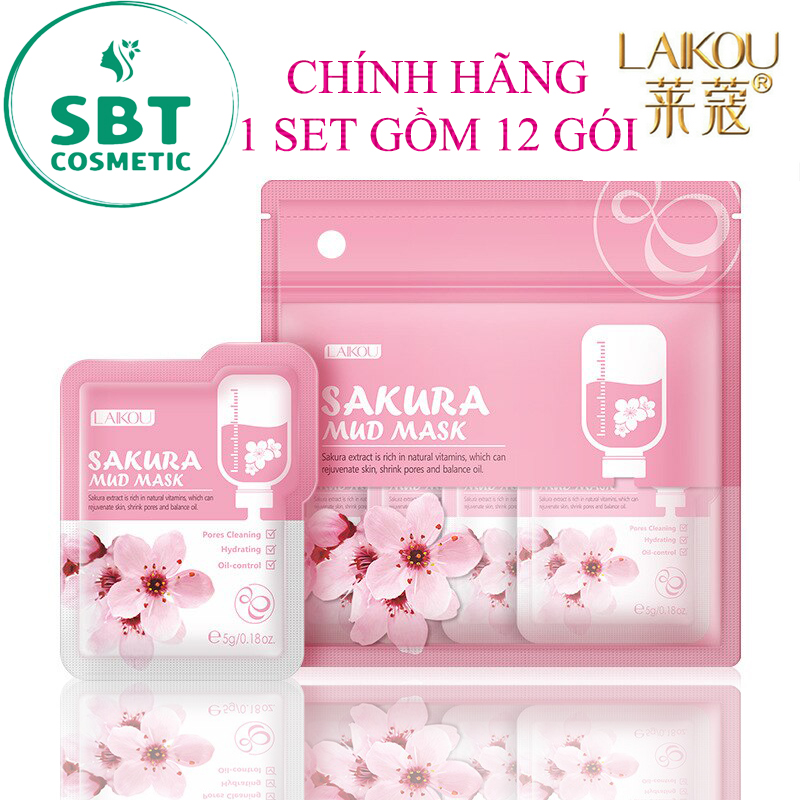 [HCM][Rẻ Vô Địch] 12 Gói Mặt Nạ Bùn Khoáng Hoa Anh Đào Sakura Mud Mask – Kiềm Dầu Cấp Ẩm Mịn Da