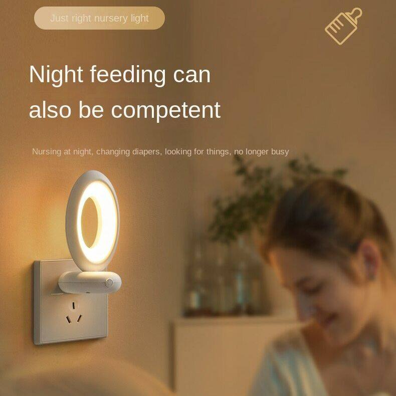 Vimite 3-color đèn ngủ điều khiển từ xa shine 350° rotating đèn ngủ cắm điện soft eye protection sleep atmosphere đèn phòng ngủ Socket Kids đèn bay phòng Decoration Baby Socket Lighting Switch