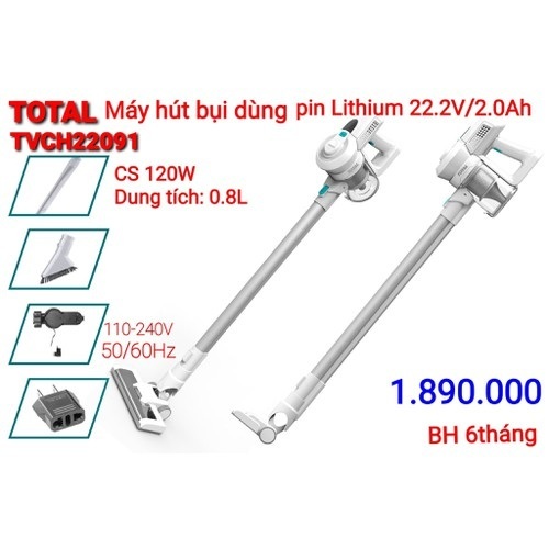 Máy hút bụi dùng pin Lithium 22.2V total TVCH22091