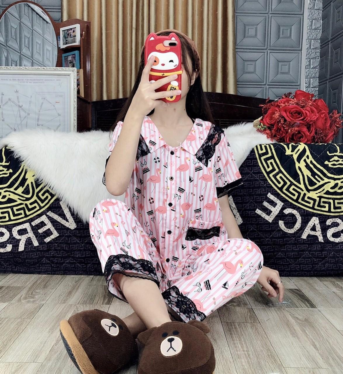 [HCM]Bộ  Pijama mặt ở nhà hình hoa -MTB