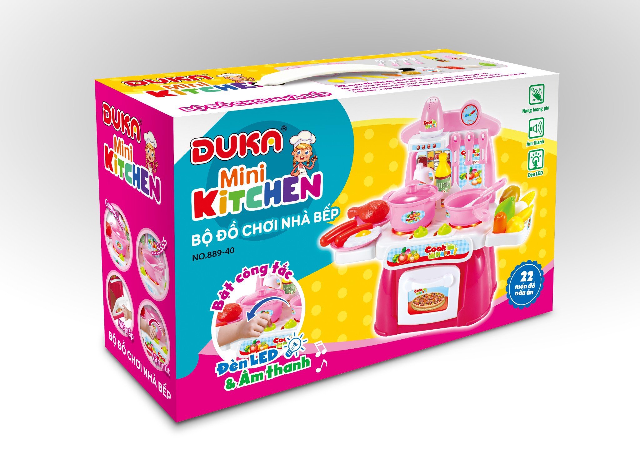Đồ Chơi Nhà Bếp Màu Hồng Kết Hợp Ánh Sáng Và Âm Thanh