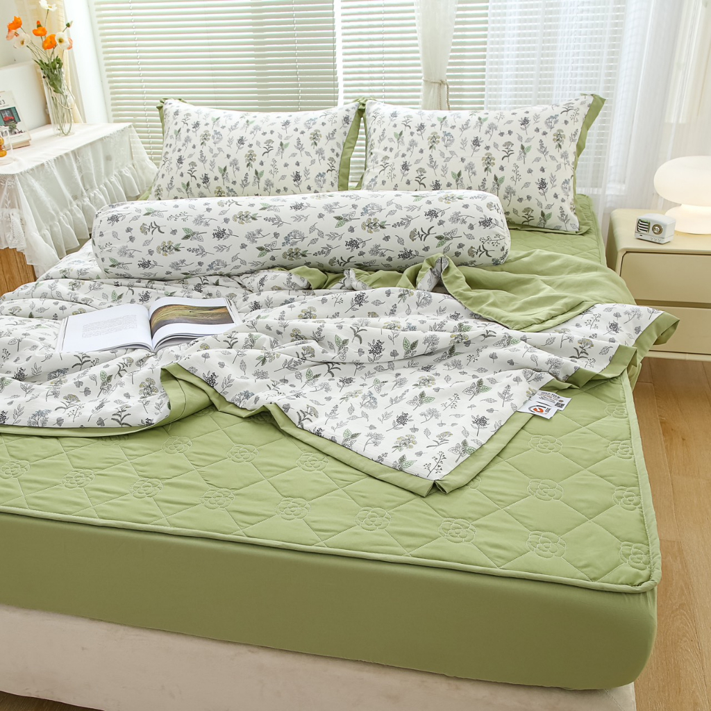 Set đũi Hàn nhập khẩu chăn ga trần 5 món