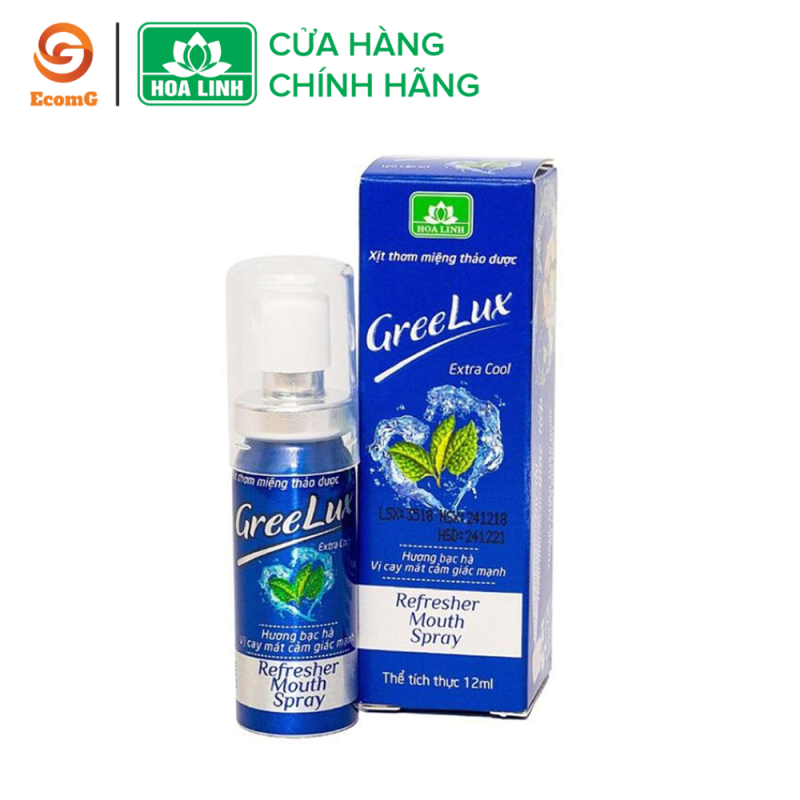 Xịt thơm miệng Greelux thảo dược bạc hà cảm giác mạnh (xanh biển) 12ml - GL1-02, giúp làm thơm miệng tức thì, khử mùi hôi miệng, mùi thức ăn,…mang lại cho bạn hơi thở thơm mát