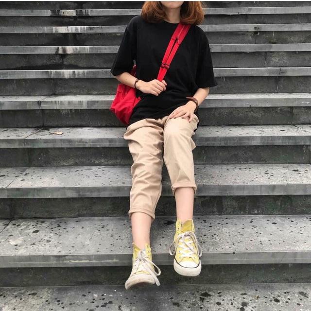 [HCM]QUẦN KAKI BASIC PANTS NỮ LƯNG THUN DÂY RÚT MÀU BE