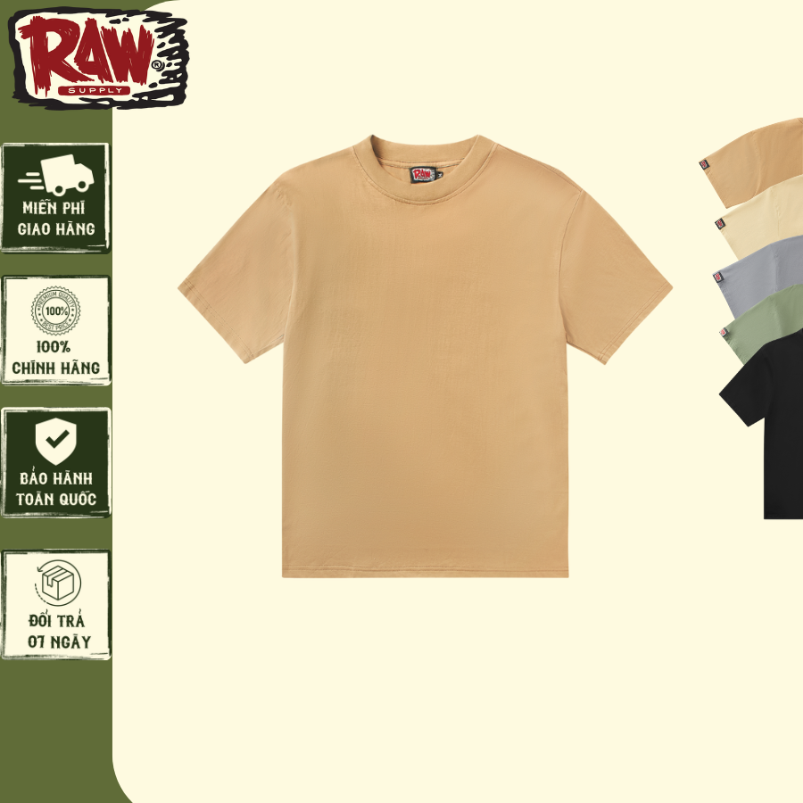 Áo thun Raw trơn basic vải thun cotton thoáng mát 4 chiều ArrowShop