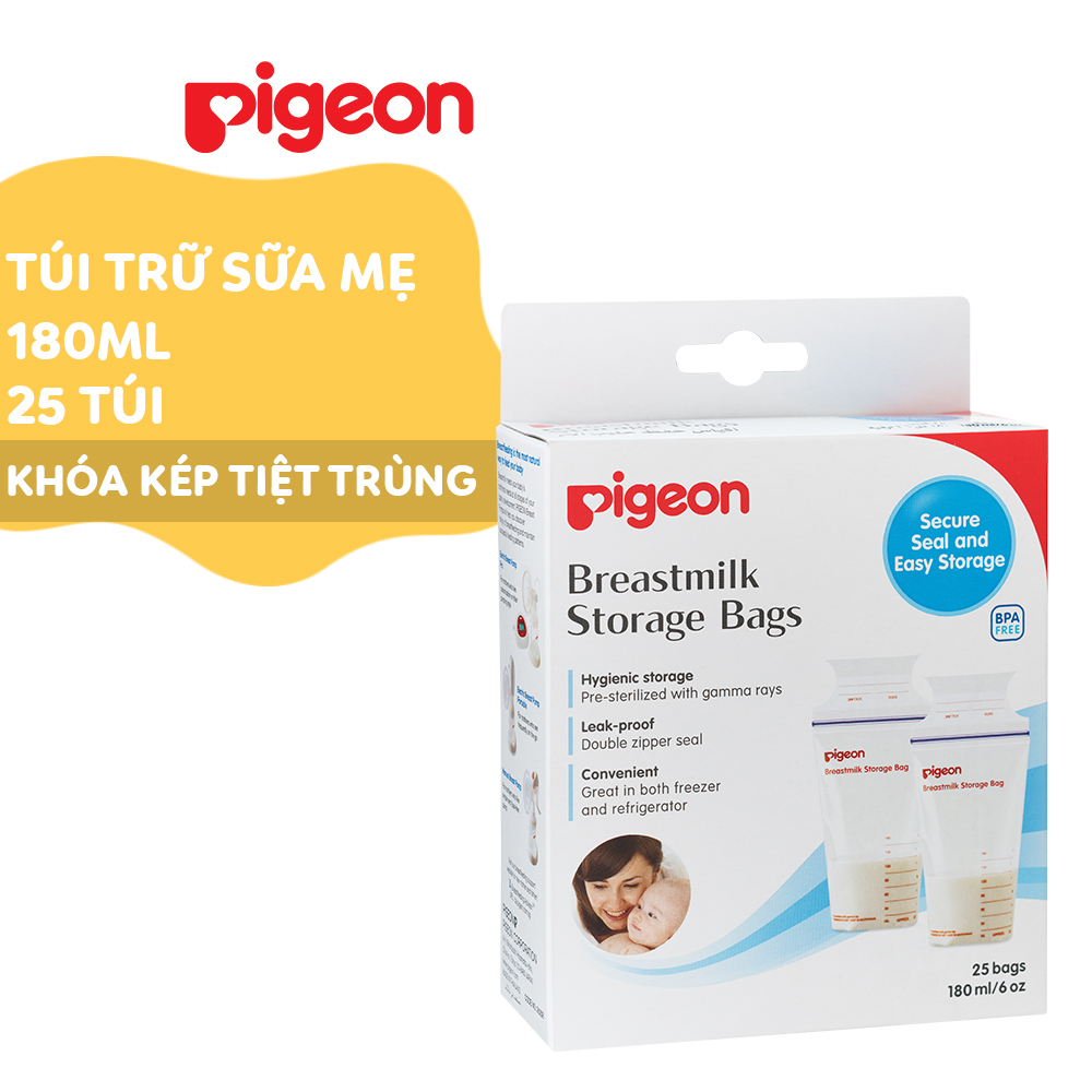 Túi trữ sữa mẹ Pigeon 180ml (25 túi/hộp) - HSD:06/2026