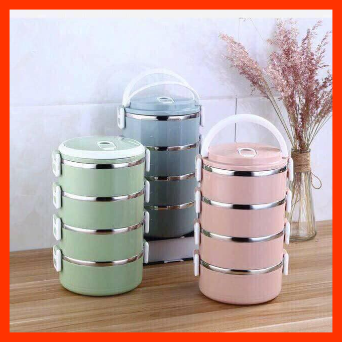 Cặp Lồng Đựng Cơm Lúa Mạch 4 Tầng Ruột Inox