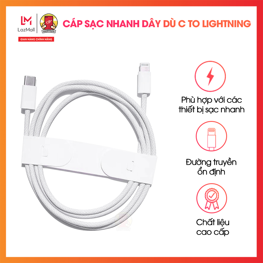 Dây cáp sạc nhanh Type C to Lightning dài 1m công suất lên tới 18w dành cho tất cả các dòng iphone ipad airpod loại dây dù siêu bền