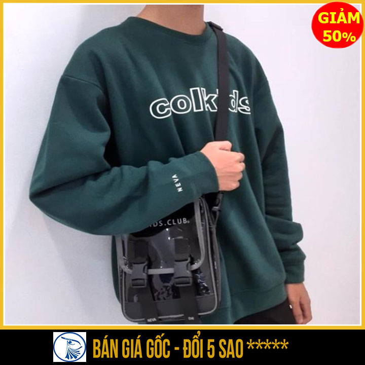 [ẢNH CHỤP THẬT-CÓ VIDEO] Colkids Túi Đeo Chéo Colkids Club Mini Bag xám Đen Unisex phối túi da nhựa trong vải bố kaki M66