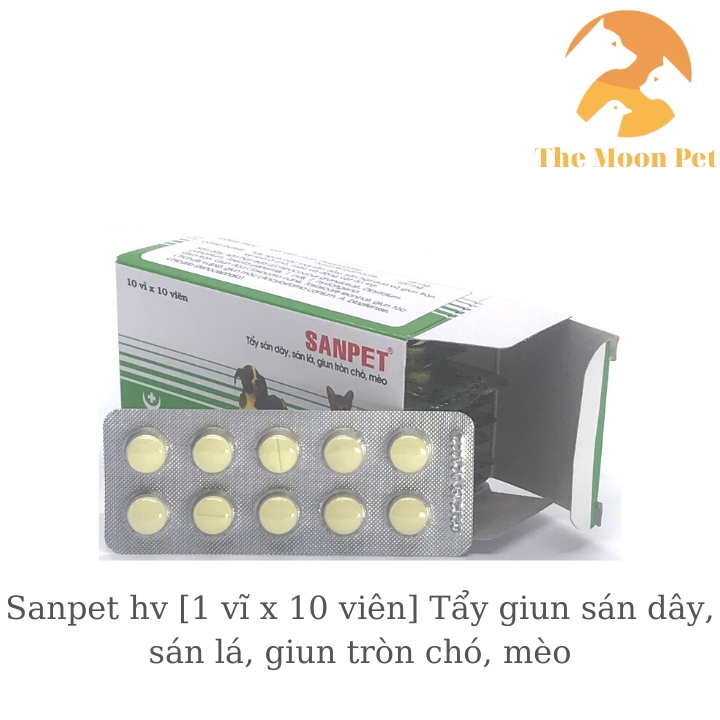 Sanpet Tẩy giun sán dây, sán lá, giun tròn chó, mèo