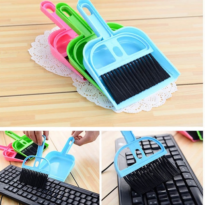 BỘ CHỔI NHỰA KÈM KY HỐT MINI DÙNG QUÉT BỤI BÀN LÀM VIỆC, BÀN PHÍM. TH009