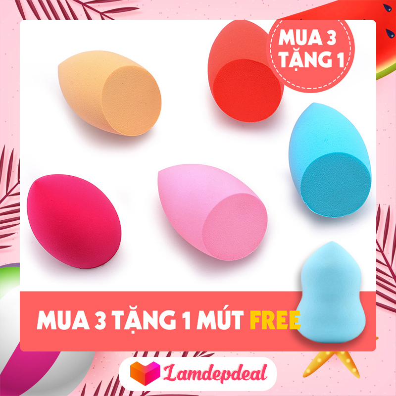 ♥ Lamdepdeal - [MUA 3 TẶNG 1] Mút đánh kem nền cao cấp Beauty Egg Sponge - Mút trang điểm, mút tán kem nền siêu mềm mịn, mút tán nền dễ vệ sinh