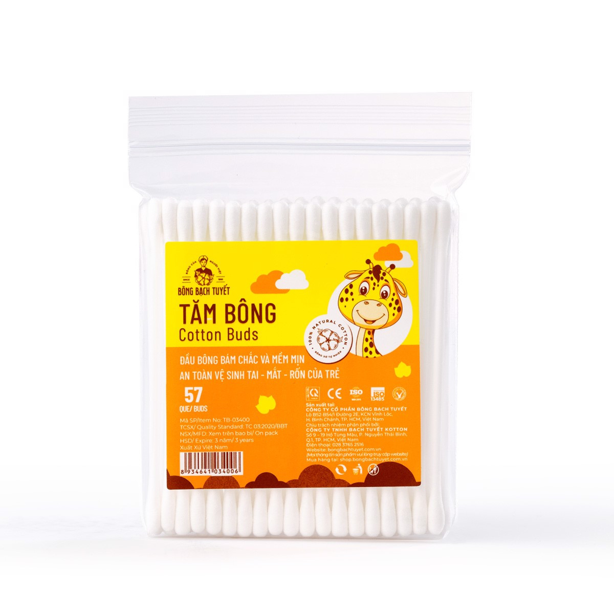 [HCM]01 LỐC TĂM BÔNG MERIGO 55 QUE (LỐC 10 GÓI)