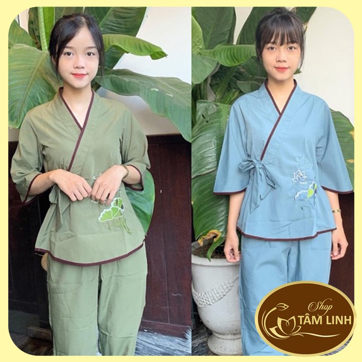 Đồ Lam Đi Chùa _Nhật Nơ Hoa Thêu