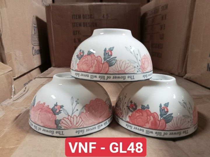 combo 10 chén, 5 chén sứ hoa cúc 11cm GL48 , chén cơm trắng 11cm, chén chấm trắng 8.5cm