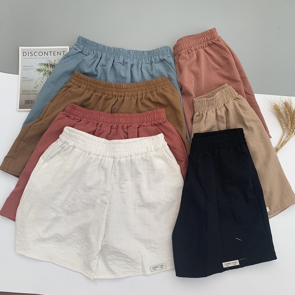 Quần đùi cạp chun chữ nhỏ, quần short thời trang nữ