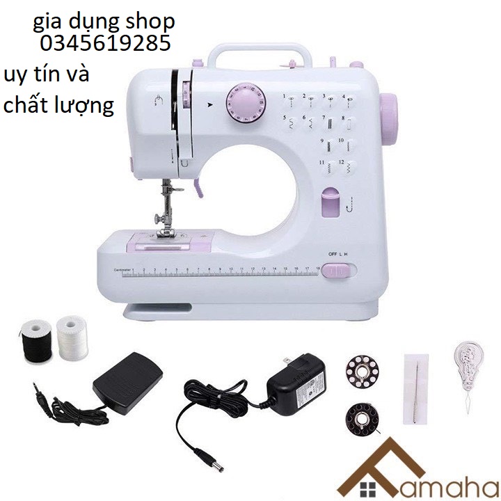 Máy May Mini Gia Đình 505A 12 Kiểu May, Có Vắt Sổ
