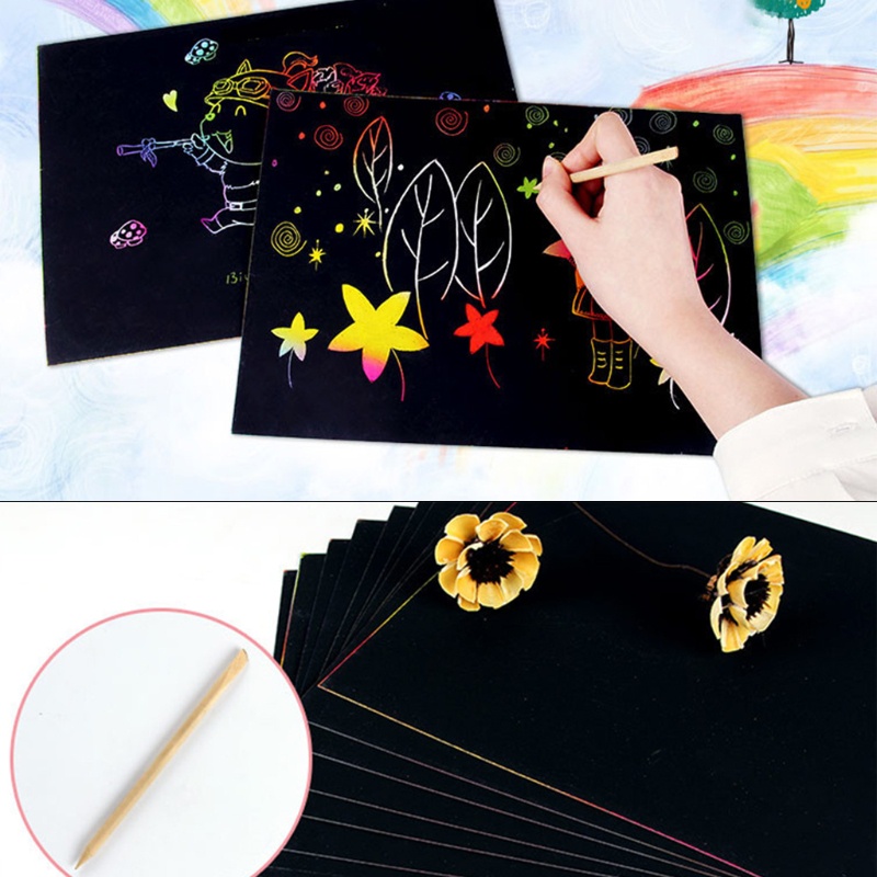 [HCM][FREESHIP MAX] Sổ vẽ ma thuật - Rainbow Scratch paper note size A4/A5/A6. Linzstore89