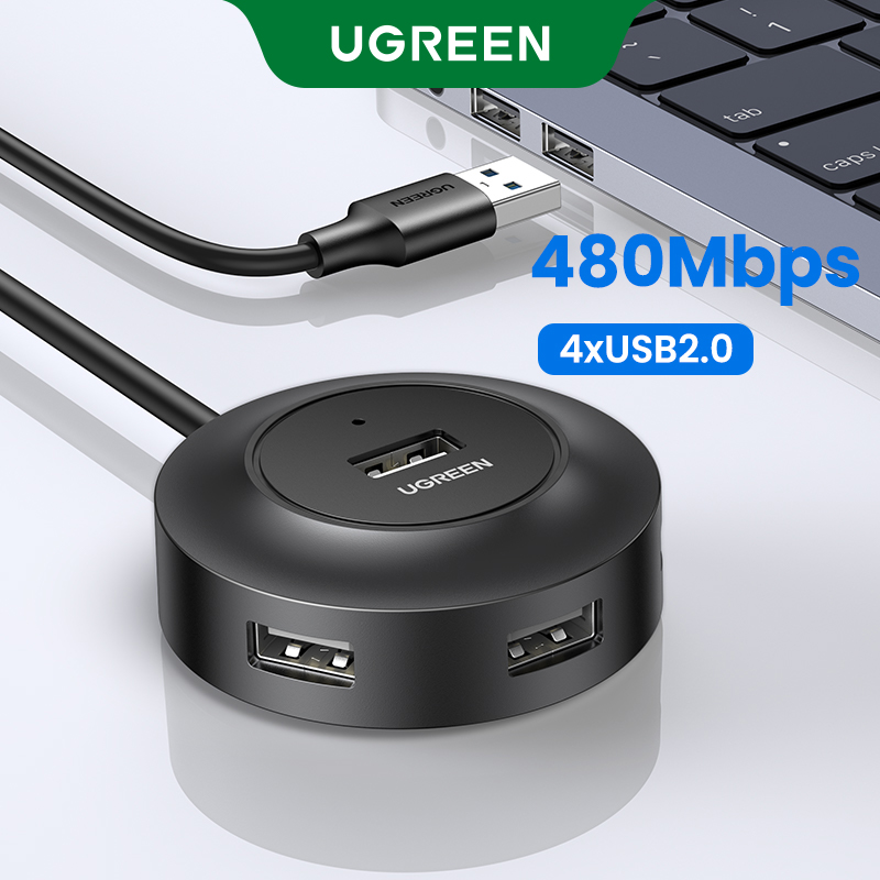 UGREEN USB 2.0 HUB 4 Ports Mini Size USB 2.0 Splitter Switch with Micro USB Charging Port for Computer Laptop Accessories for a5s Model:20277