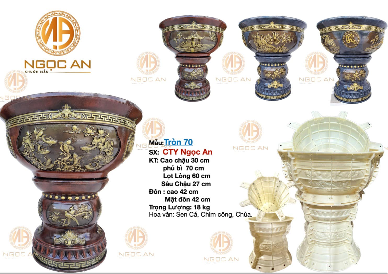 Khuôn tròn 70 xoay 360 độ (Khuôn chậu+Khuôn chân đôn)