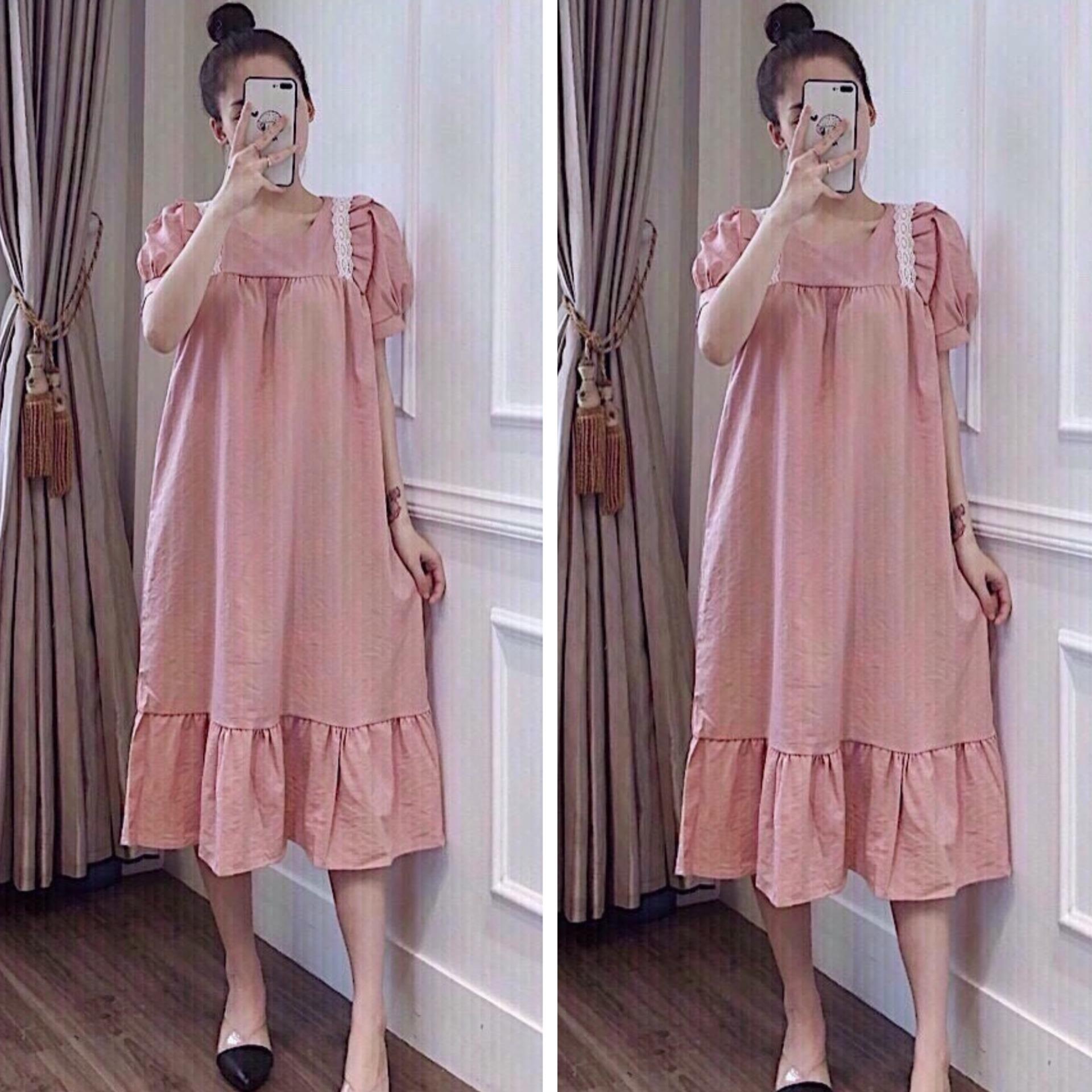 BIGSIZE Nữ (45-70kg) Đầm babydoll suông Dáng Rộng Cổ Tròn đuôi cá tay cộc- Váy Suông - Phong cách Hàn Quốc cute xinh đẹp - quảng châu cao cấp