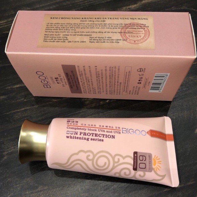 Kem chống nắng kháng khuẩn dưỡng trắng da bigoo hàn quốc 80ml