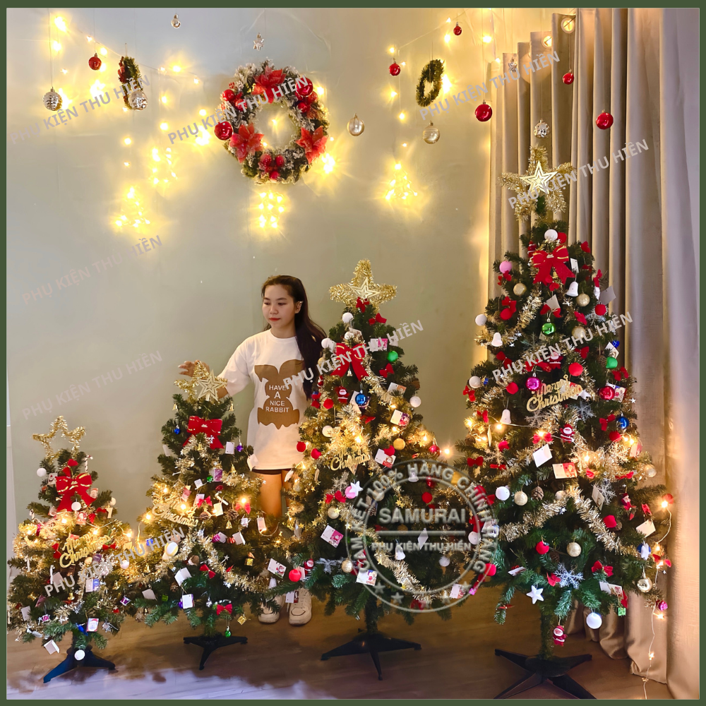 Cây thông noel 90cm, 1m2, 1m5, 1m8, 2m  trang trí giáng sinh cho nhà cửa, phòng khách, phòng ngủ siêu xinh ( coi kĩ phụ kiện ở hình thứ 2 - thứ 3 ) TNQC