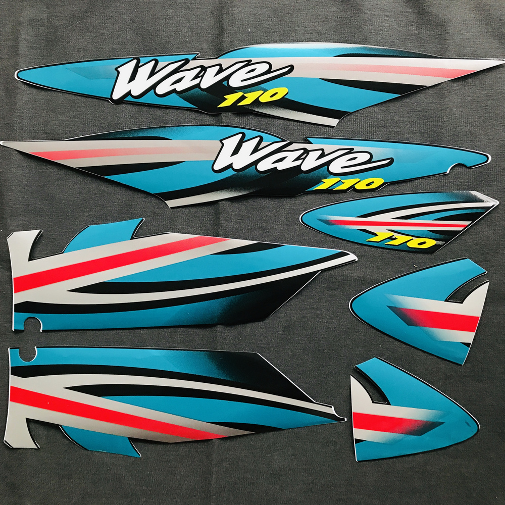 TRỌN BỘ TEM DÁN XE MÁY, TEM 3 LỚP DÁN XE WAVE THÁI, WAVE XƯƠNG CÁ (MÀU XANH DƯƠNG)