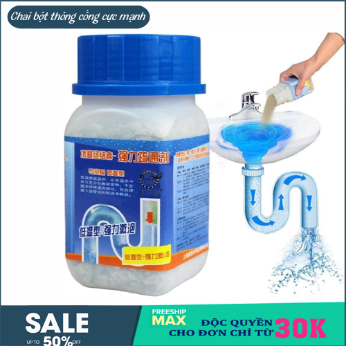 Bột thông cống - Thông tắc cống - Bột thông cống cực mạnh, thông bồn cầu ,thông tắc cống, thông bồn rửa chén ,thông đường ống dạng Chai Nhựa dễ sử dụng và bảo quản