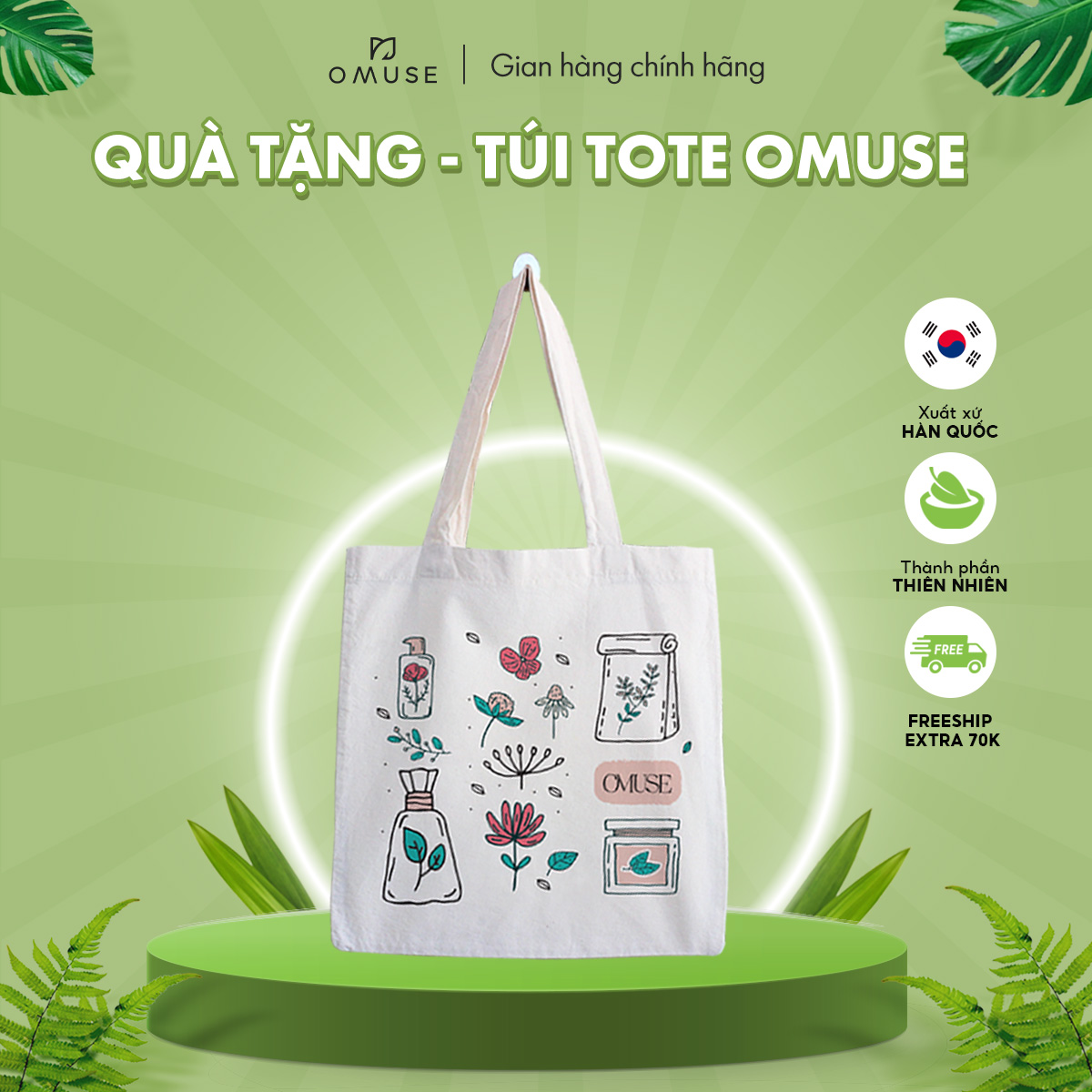 [HB Gift] Túi tote đeo vai O'Muse vải canvas dễ thương