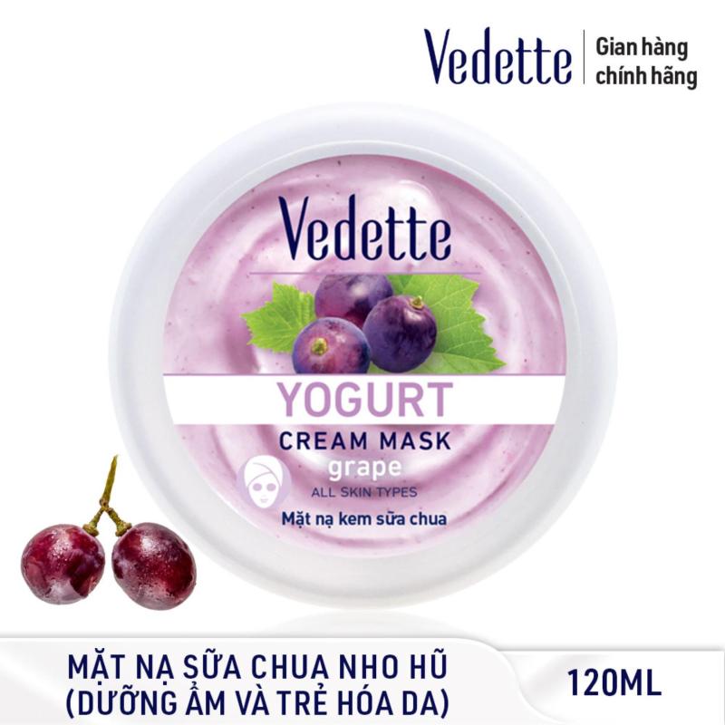 Mặt nạ kem sữa chua dưỡng ẩm mịn màng Nho Vedette Yogurt Cream Mask - Grape 120ml (dạng hũ)